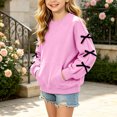 thumbnail image 6 of Jalioing Crew Neck Sweatshirt for Teen Girls Casual Fashion Long Sleeve Bowknot Pullover Tops Solid Cute Shirts 3-14 Years, 6 of 8