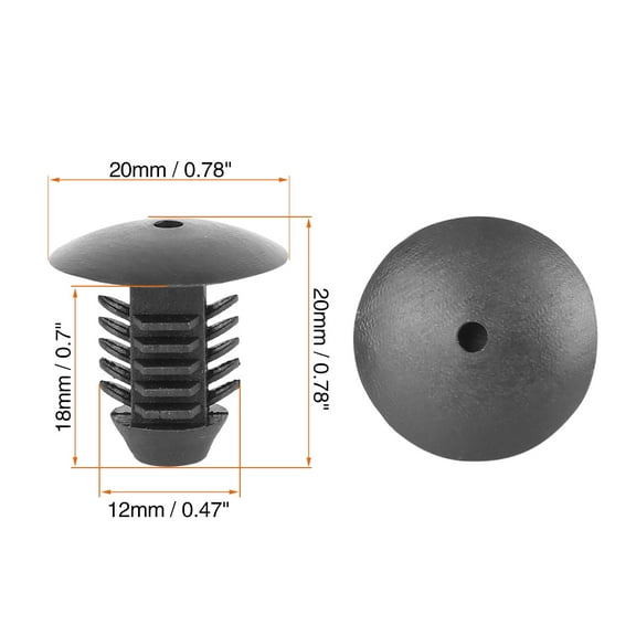 20pcs 12mm Hole Dia Plastic Bolt Rivets Fastener Ceiling Lining Trim Panel Clips Black for Car
