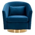 thumbnail image 2 of SAFAVIEH Couture Clara Contemporary Velvet Quilted Swivel Tub Chair, Navy, 2 of 7