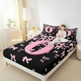 thumbnail image 4 of jejeloiu Personalized Gifts Bowtie Bed Sheets,Letter O King Sheets,Pink Black Bow Bowknot Sheet Set,Lightweight Room Decoration,4-Piece, 4 of 7