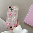 thumbnail image 2 of 3D Pink Flower Pearl Glitter Powder Clear Soft  for iPhone Case (Clear,iPhone 12 Pro Max), 2 of 5