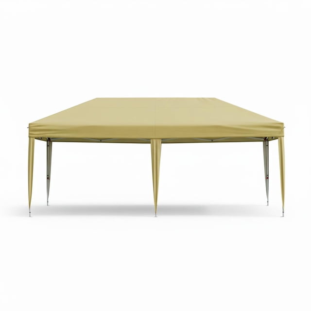 Tente à Auvent Escamotable Robuste – Abri Extérieur Rapide, Installation Facile à une Pression, Toit Imperméable Enduit d'Argent UPF 50+, 3 Hauteurs Réglables, Sac à Roulettes, Sacs de Sable – Gris, Trois m*6 m