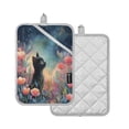thumbnail image 2 of Two Pieces Of Square Heat Insulation Pad Oven Mitts 7x9.8 Inch Oven Microwave Kitchen Cooking Baking Beautiful Flower Cat, 2 of 7
