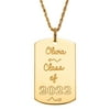 Personalized Women's Sterling Silver or Gold over Silver Graduation Dog Tag Pendant