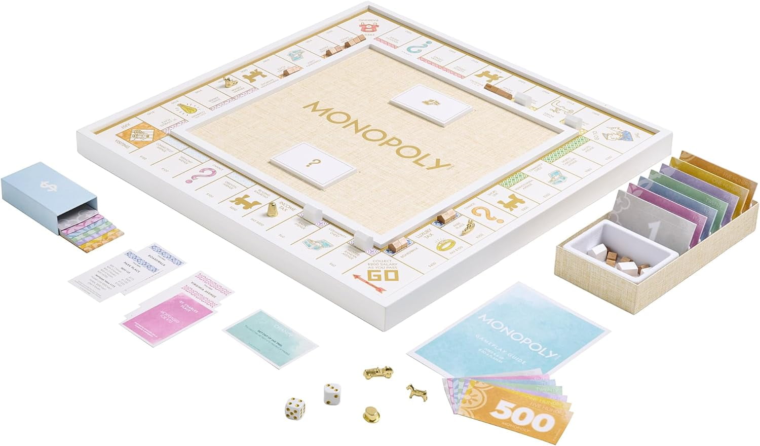 WS Game Company Monopoly Deluxe Bianco Edition Wooden Board Game for Families & Kids