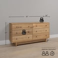 thumbnail image 5 of Prepac Finnley 6-Drawer Dresser in Natural Oak, Dresser for Bedroom, Extra-Wide Chest of Drawers with Storage, Modern Clothing Organizer for Home, Bedroom, Living Room, 16" D x 61" W x 31" H, 5 of 17