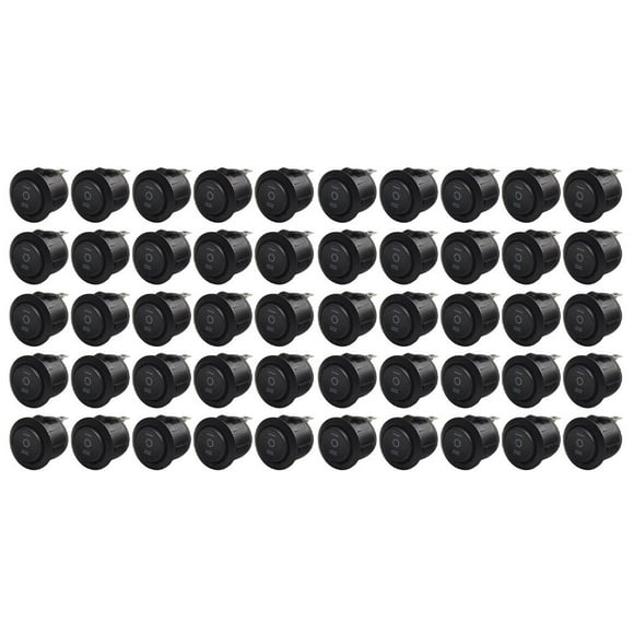 Interruptor basculante de barco 50 piezas 3 pines 3 posiciones (encendido)-apagado-(encendido) 6A 250V/10A 125V negro