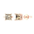 thumbnail image 2 of 1.5 Ct Princess Cut Studs Yellow Moissanite 14K Rose Solid Solid Gold Everyday Dainty Earrings Push Back, 2 of 7
