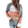 thumbnail image 1 of Sudadera con capucha para mujer Suéteres Color Block Sudaderas de manga larga Lounge Hoodie Tops Adepaton WMZY-673-11, 1 of 8