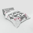 thumbnail image 3 of Saying Duvet Cover Set, Pattern of Romantic Kiss Me Under 1000 Stars Phrase with Curlicues, Bedding Set with Shams and Fitted Sheet, 3 Sizes, by Ambesonne, 3 of 3