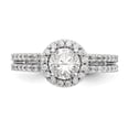 thumbnail image 4 of Solid 14K White Gold Round Diamond Side-Stones with CZ Cubic Zirconia Center Stone Halo Engagement Ring Size 6, 4 of 8
