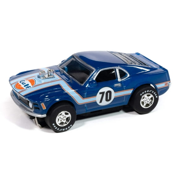 Auto World Super III SC413-1A 1970 Ford Mustang (Gulf Blue) HO Scale Slot Car