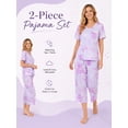 thumbnail image 2 of DAKIMOE Womens Pajama Set 2 Piece Short Sleeve V Neck Tops & Capri Pants, Comfy Soft Stretchy Sleepwear, Cute Printed Loungewear Lounge Set, Lightweight Pajamas for Women S-2XL, 2 of 4
