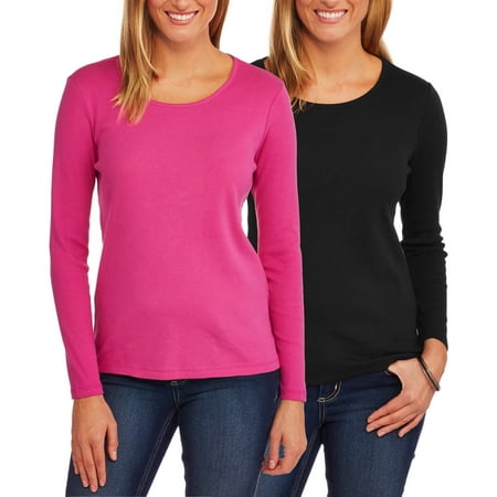 White Stag Women's Essential Long-Sleeve T-Shirt 2-Pack Value Bundle ...