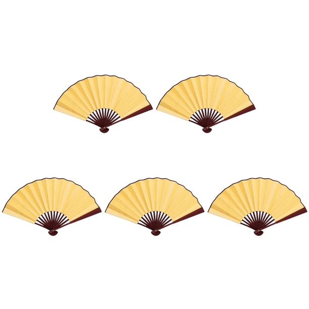 Abanico Plegable 10 Pulgadas Tela Pintura Artesanal Del para Bodas () Amarillo