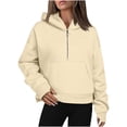 thumbnail image 1 of MeetoTime Sweat à Demi-Zip pour Femmes Manches Longues en Polaire Hoodies Décontracté avec Poches, 1 of 5
