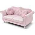 thumbnail image 4 of Passion Furniture Hollywood 68 in. Pink Velvet Chesterfield Loveseat with 2-Throw Pillow, 4 of 5