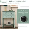 thumbnail image 5 of 23.7'' Accent Narrow Console Table with 3 Storage Drawers & Bottom Shelf, Modern Slim Sofa Table with Solid Wood Frame, Rectangular Porch Table for Living Room, Entryway, Small Space, Retro Blue, 5 of 8