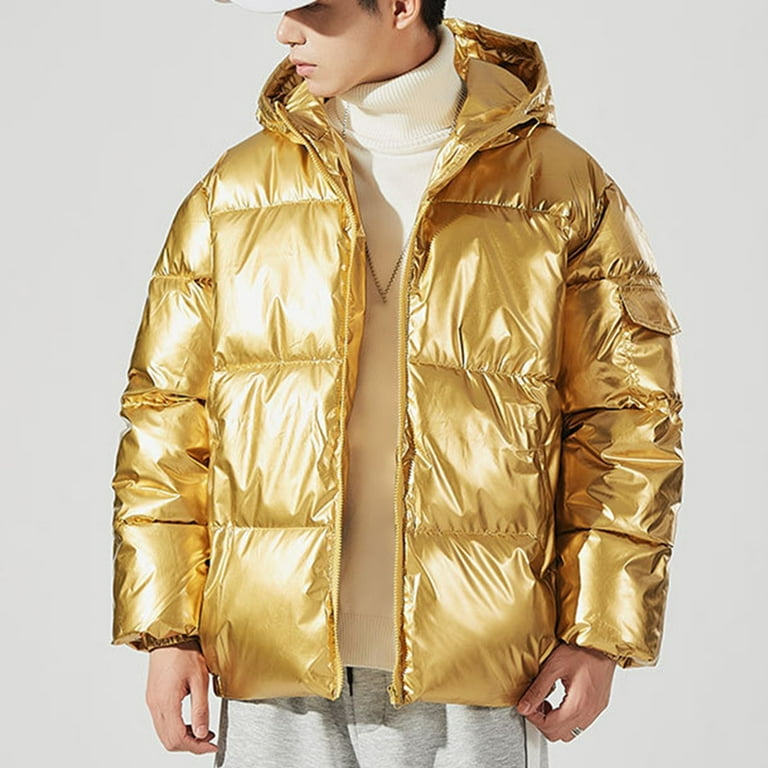 Olyvenn Men's Shiny Winter Jacket Heavyweight Puffer Jackets