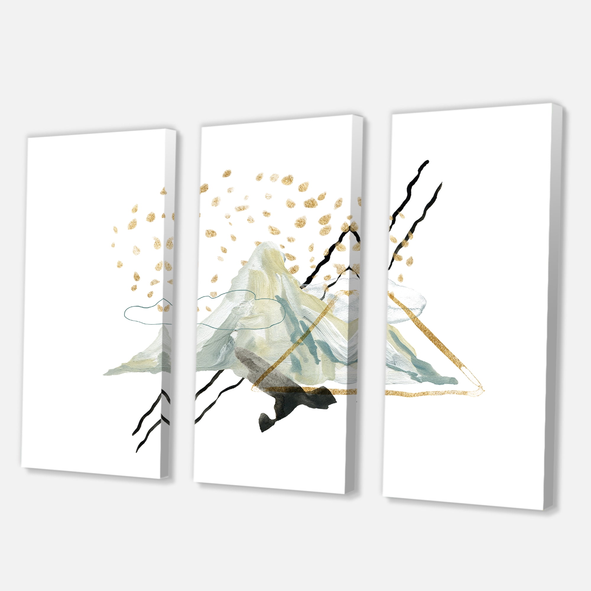 Designart ' Mountain Sky With Gouache Of Abstract Landscape ' Modern Canvas Wall Art Print