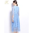 thumbnail image 2 of H Han Queen 2024 otoño Casual Oficina Vestidos Simple elegante moda hueco Crochet vestido de encaje mujeres A-Line Midi Vestidos de fiesta, 2 of 5