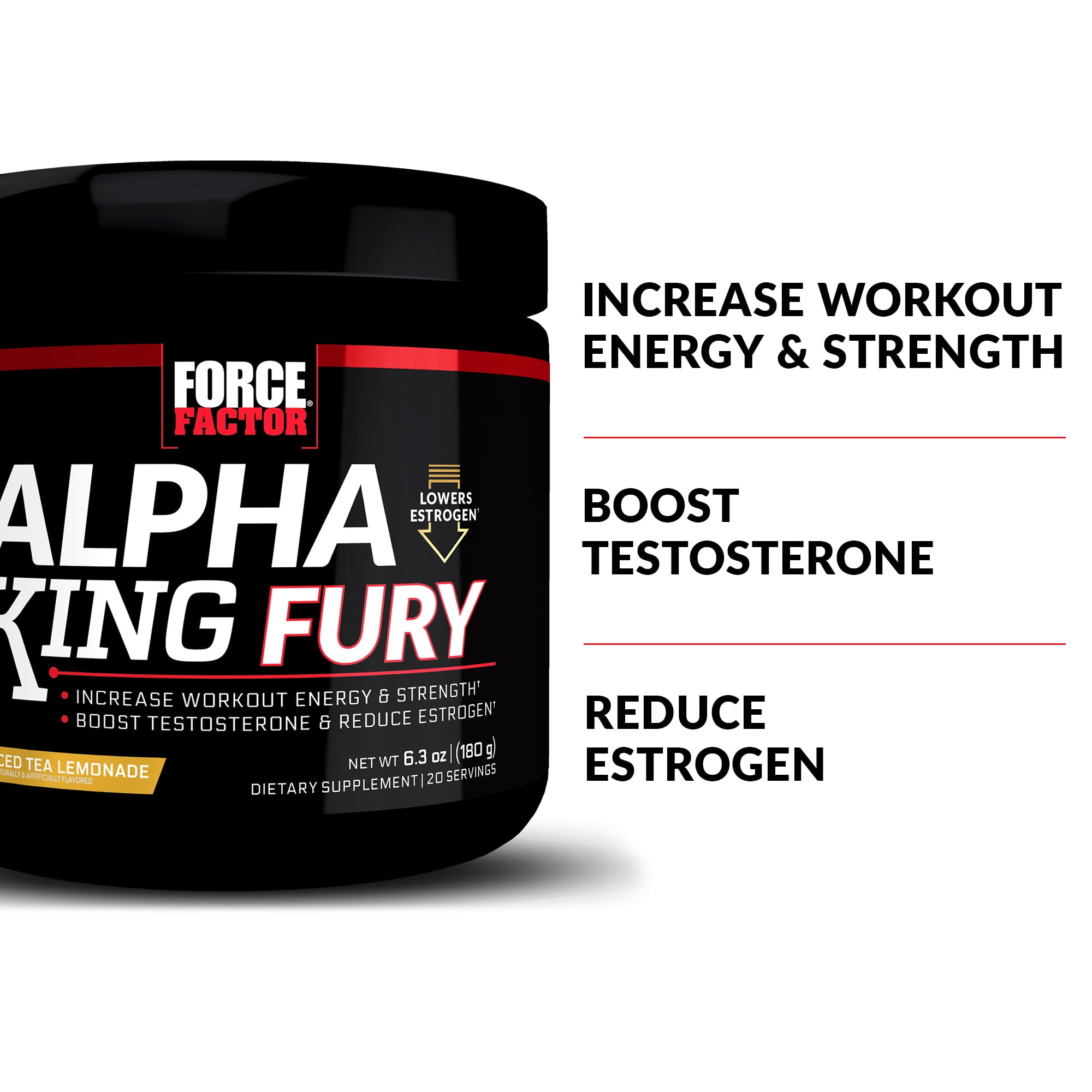 Alpha King Fury Testosterone Booster And Pre Workout For Men With Fenugreek And L Citrulline To Reduce Estrogen And Fuel Workout Performance Drink Powder Supplement Iced Tea Lemonade Force Factor Walmart Com