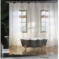 thumbnail image 4 of Ambesonne Retro Shower Curtain, Bathtub in Modern Room, 69"Wx84"L, White Black Pale Brown, 4 of 5