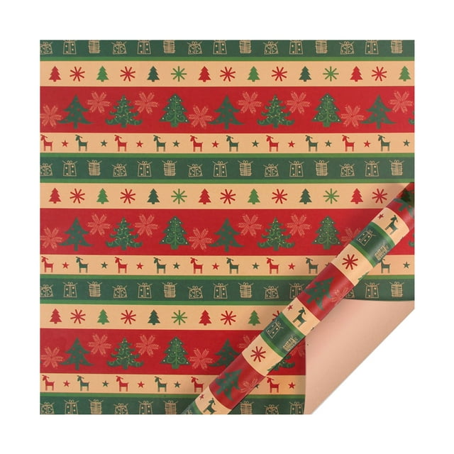 HEVIRGO 6Pcs Retro Kraft Paper Rectangle Wrapping Papers Xmas Elements Gifts Wrapping Papers Festival Accessories