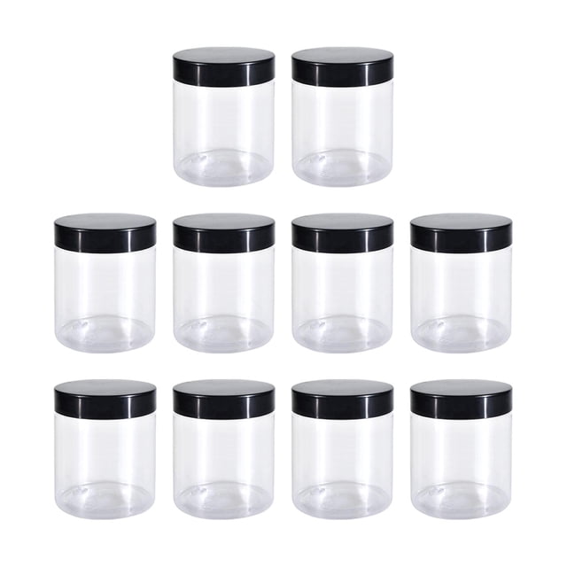Tarro para mascotas con tapa redonda apilable, reutilizable, ligero, transparente, latas de cocina para 10 unidades de 400 ml.