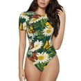 thumbnail image 2 of Uemuo Sunflowers And Butterflies Pattern Women's One Piece Short Sleeve Swimsuit Rash Guard Surfing Modest Quick-drying Swimsuit Beach Essentials-XX-Large, 2 of 9