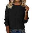 thumbnail image 2 of Wutalume Women's Fashion Long Sleeve Solid Color Round Neck Thickened Oversized Slouchy Knitted Pullover Sweater, Cozy Winter Warm Casual Loose Fit Tops for Daily Wear,Black L, 2 of 8