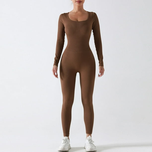 Traje de yoga de una pieza sin costuras, pantalones de manga larga, traje deportivo de fitness de otoño e invierno, traje de cuerpo de levantamiento de cadera y abdomen con alta elasticidad