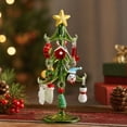 thumbnail image 5 of Tabletop Glass Christmas Tree Ornament Set, Mini Tree with Detachable Hanging Decorations for Office Desk Mantel Home Holiday Winter Decor, 5 of 7