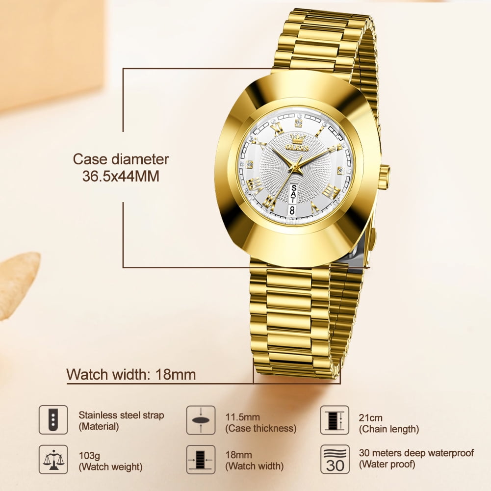 OLEVS Watches for Women Luxury Dress Waterproof Analog Quartz Fashion Gold Plated Tungsten Steel Roman Numeral Date Classic Female Ladies Watches Women Wrist Watches Gift Relojes para Mujer
