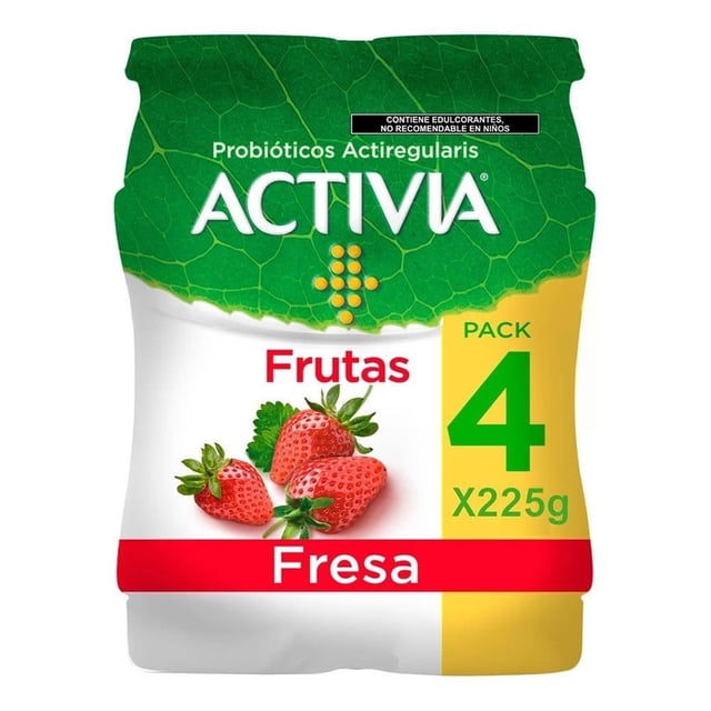 Alimento lácteo fermentado Activia frutas fresa 4 pzas de 225 g c/u