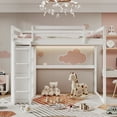 thumbnail image 2 of Euroco Wood Full Size Loft Bed with LED Light, Bookcase and Wardrobe, Storage Shelf for Kids Teens, White, 2 of 10