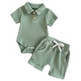 thumbnail image 1 of Qopobobo Boy Set Boys Comfortable And Breathable Solid Color Short Sleeved Twopiece Set AG,0-3 Months, 1 of 5