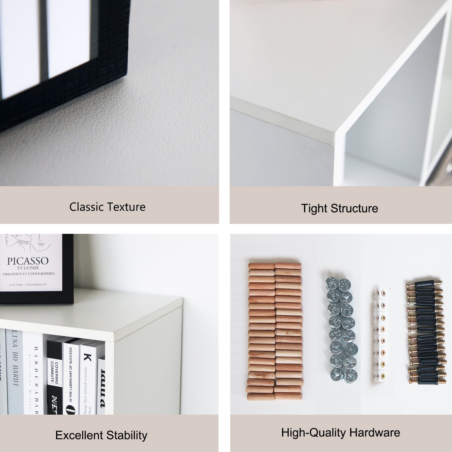 NEWADARA 6 Cube Storage Organizer,White Cube Shelf Wood Cubby Bookcase Cube Organizer Bins Wooden Book Shelves for Bedroom Living Room Nursery Playroom