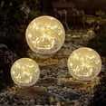 thumbnail image 1 of Luces solares para jardín, bola de cristal agrietado, impermeable, LED blanco cálido, para decoración exterior, caminos, patios y césped, 1 globo (11 cm), 1 of 5