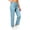 Light Blue, variant on Olyvenn Women's Cross V-Elastic Waist Pants, Straight Leg, Comfortable Casual Trousers with Side Pockets Navy S