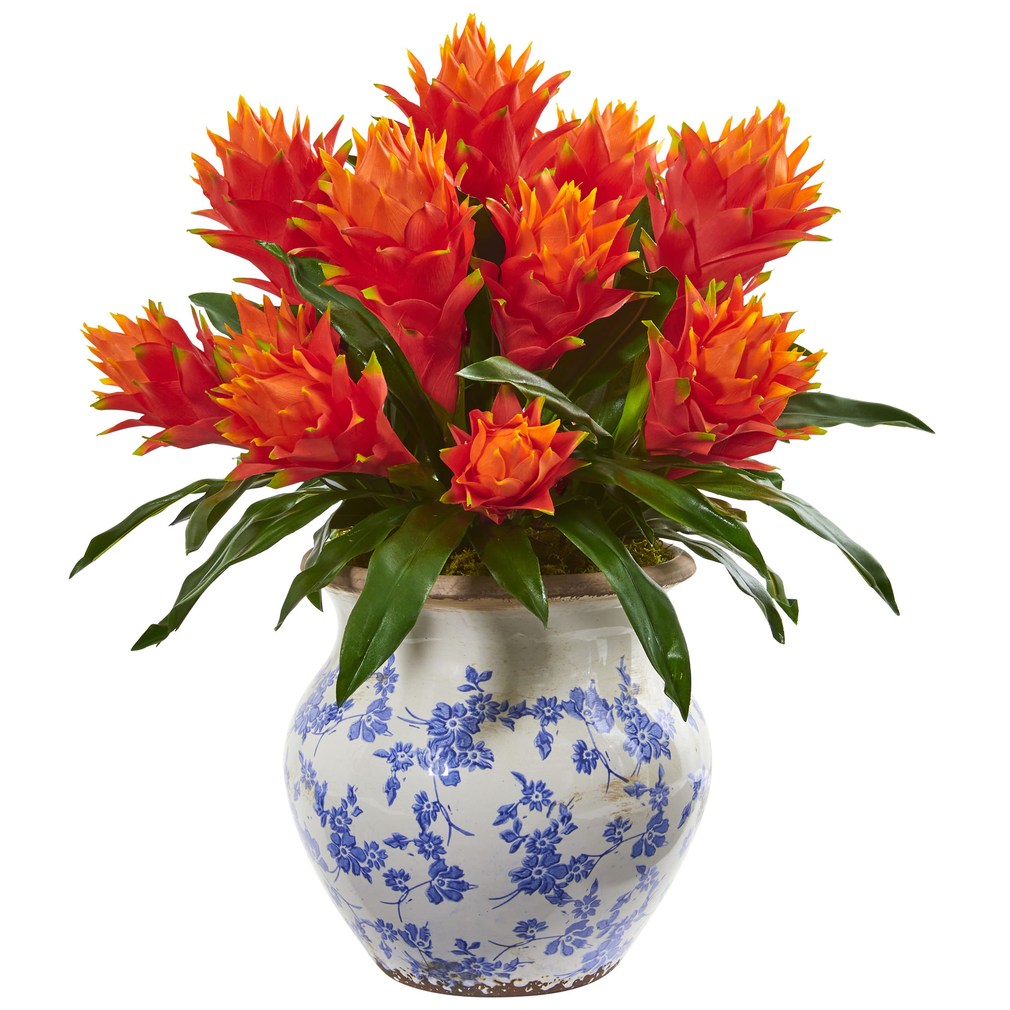 Bromeliad Artificial Plant in Decorative Vase Walmart