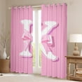 thumbnail image 2 of Erosebridal Monogrammed K Curtains Pack of 2 (42x84), Initial Letter 30%-50% Black Out Curtains, Pink Bow Curtains for Living Room, Window Curtains Bedroom Decor, 2 of 6