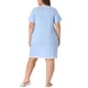 thumbnail image 2 of Agnes Orinda Camisones de Talla Grande para Mujeres Lunares Cuello en V Mangas Cortas Midi Camisón 1X Azul Claro, 2 of 8
