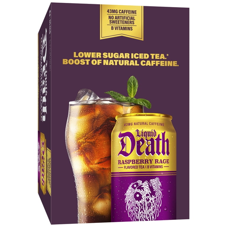 Liquid Death, Raspberry Rage Iced Tea, 6-Pack (12 fl oz Cans