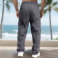 thumbnail image 7 of Liuinsasek Men's Straight Leg Cargo Pants Drawstring Elastic with Multi-Pockets Waist Casual Loose Outdoor Sports Long Pants, 7 of 7