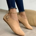 thumbnail image 4 of IUJSOY Women's Elegant Dressy Flats Shoes Suede V Cut Pointed Toe Casual Slip on Walking Shoes, 4 of 6