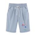 thumbnail image 4 of CALAFEBILA Cotton Linen Bermuda Shorts for Women Plus Size Knee Length Casual Women Shorts Plus Size with Pockets, 4 of 4