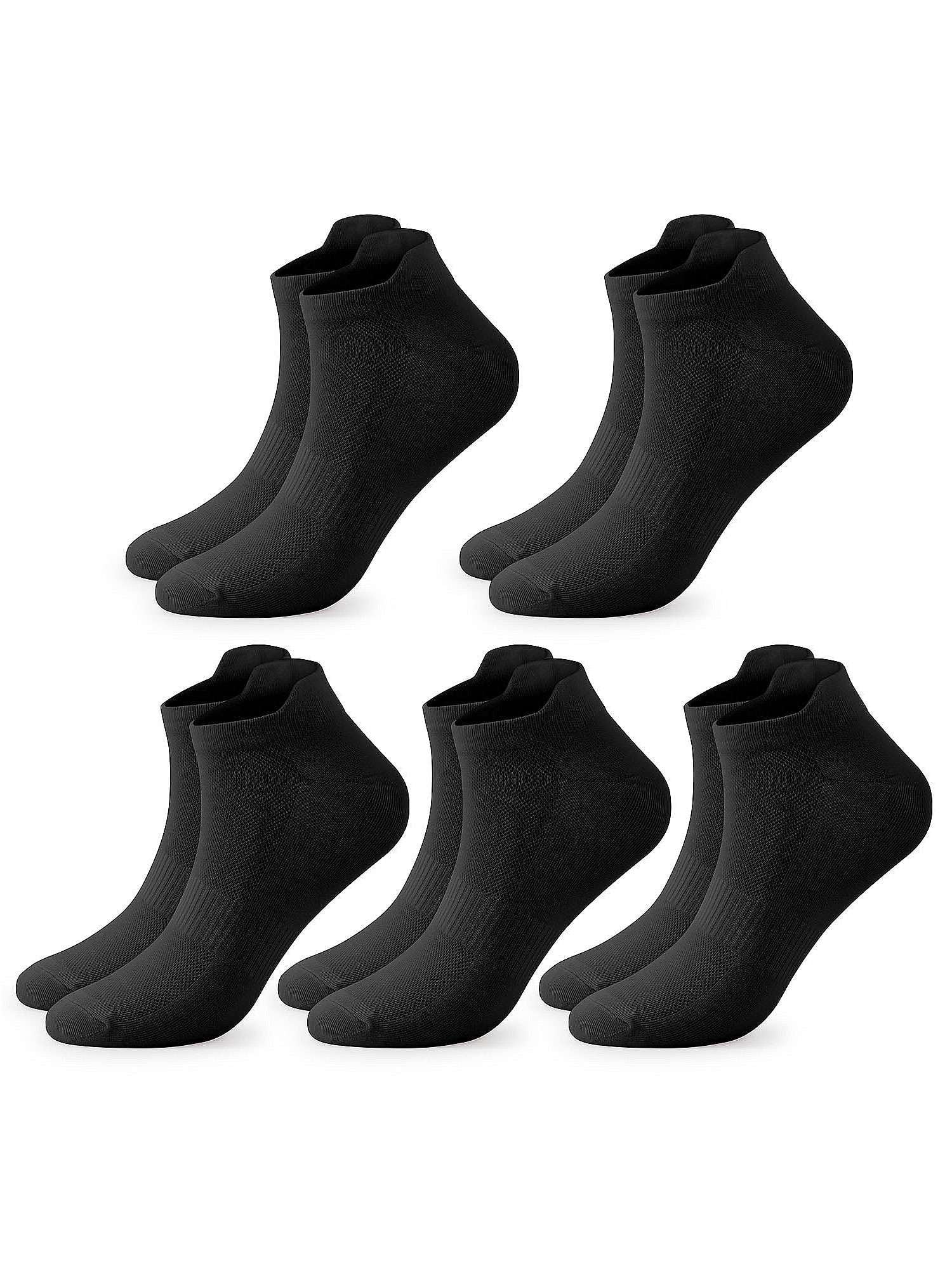 BadPiggies 5 Pairs Women's Ankle Socks Thin Soft Athletic Low Cut Cotton Socks With Tab (Black