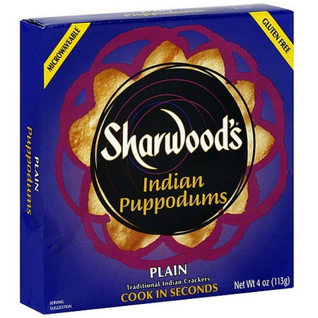 Sharwood Puppodums Plain Traditional Indian Crackers, 4 oz (Pack of 12)