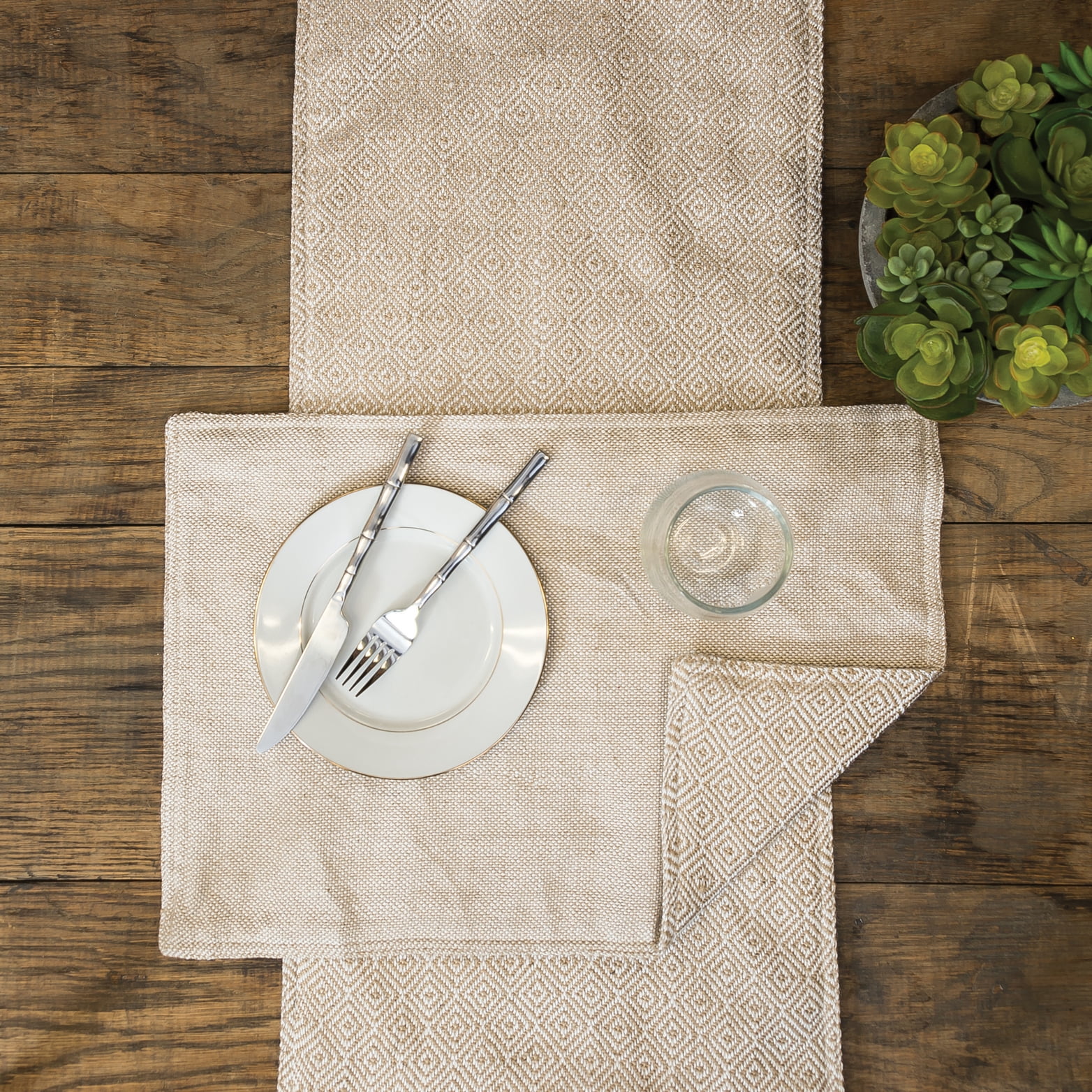Diamond Dune 100% Cotton Reversible Placemats Set of 6, 14" x 20"